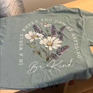 Green Short Sleeve Tee with Floral Design